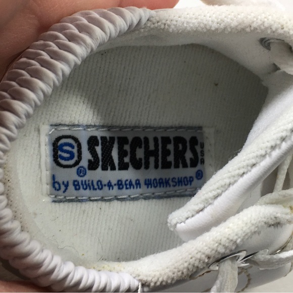 Build A Bear Skechers Shoes White Faux Leather Glitter Heart Charm - Picture 2 of 8